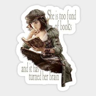 Too Fond Of Books - Louisa May Alcott Sticker